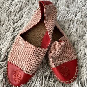 Tory Burch Red and White Espadrilles